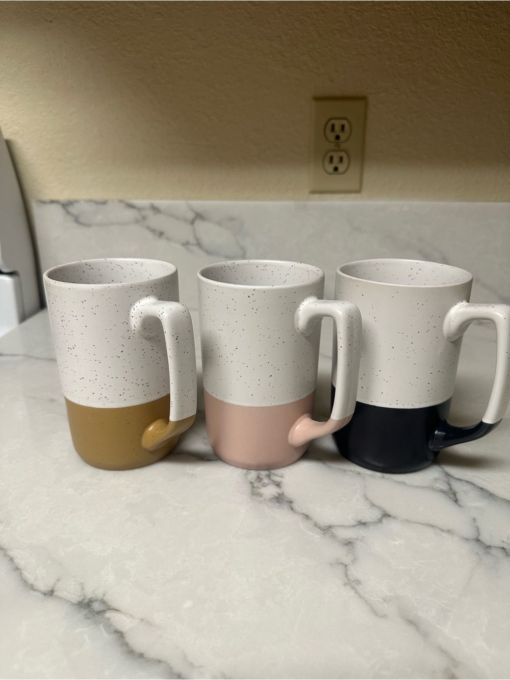 two-tone speckled ceramic coffee mugs set of 3 .